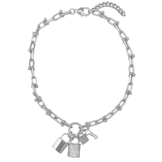 Lock charm silver necklace