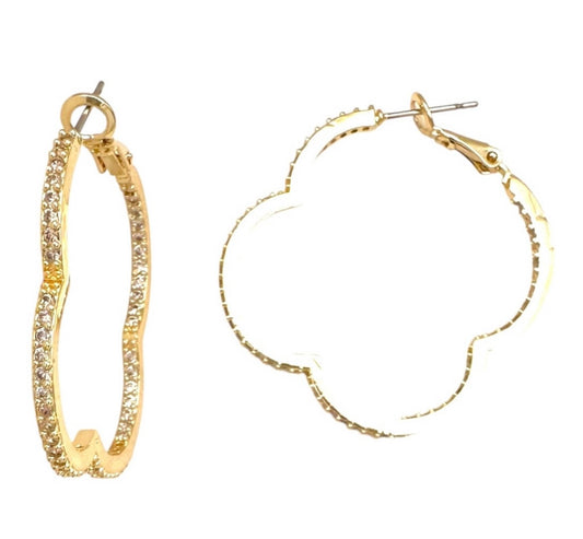 Gold clover hoops
