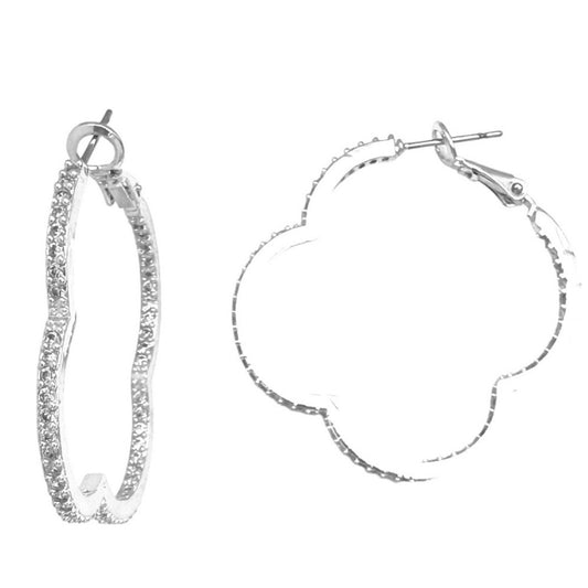 Silver clover hoops