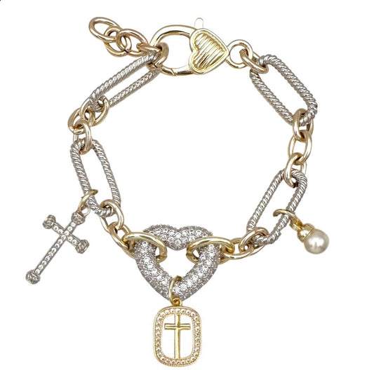Heart/cross bracelet